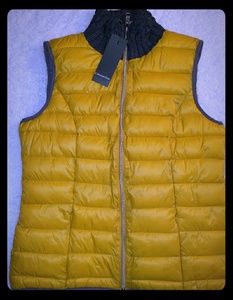 Quilted Mustard Puffer Vest with Rib Collar